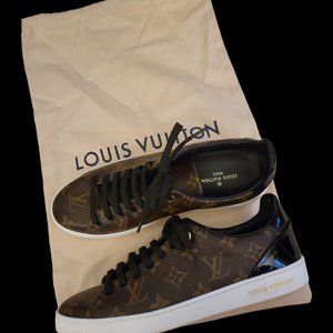 Louis Vuitton Frontrow Sneakers Monogram Canvas and Black Patent Size 38.5